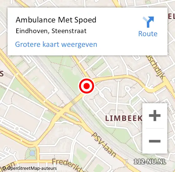 Locatie op kaart van de 112 melding: Ambulance Met Spoed Naar Eindhoven, Steenstraat op 9 december 2019 07:03