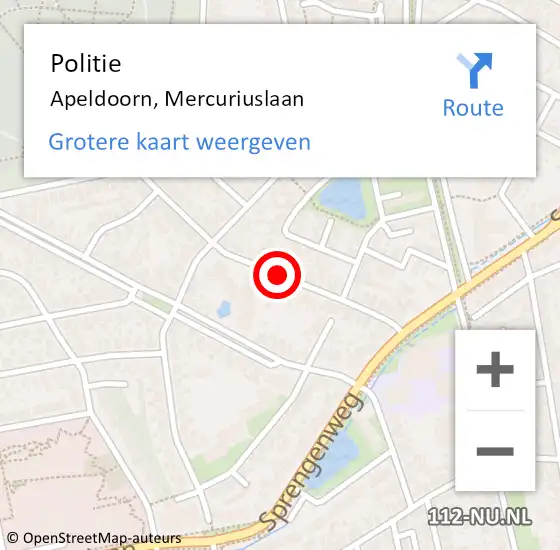 Locatie op kaart van de 112 melding: Politie Apeldoorn, Mercuriuslaan op 9 december 2019 07:13