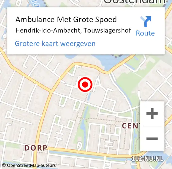 Locatie op kaart van de 112 melding: Ambulance Met Grote Spoed Naar Hendrik-Ido-Ambacht, Touwslagershof op 9 december 2019 07:17