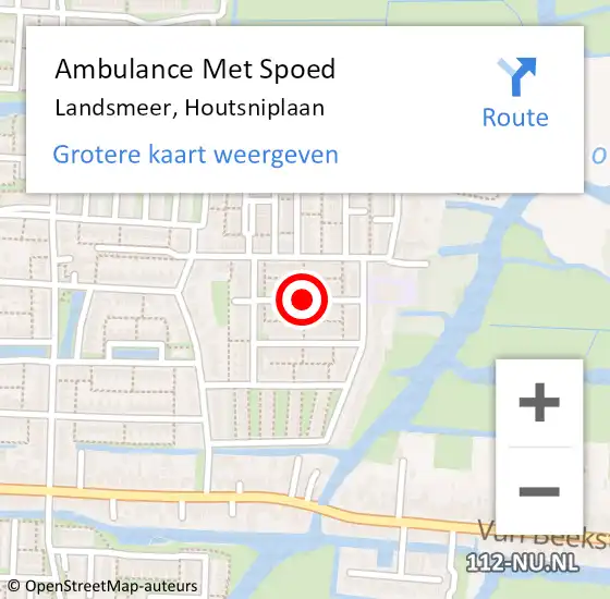 Locatie op kaart van de 112 melding: Ambulance Met Spoed Naar Landsmeer, Houtsniplaan op 9 december 2019 07:21