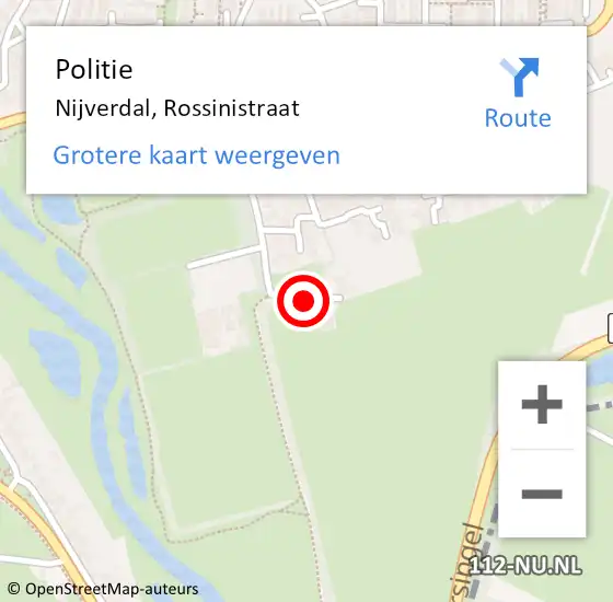 Locatie op kaart van de 112 melding: Politie Nijverdal, Rossinistraat op 9 december 2019 07:23