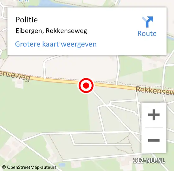 Locatie op kaart van de 112 melding: Politie Eibergen, Rekkenseweg op 9 december 2019 07:26
