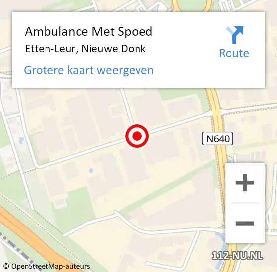 Locatie op kaart van de 112 melding: Ambulance Met Spoed Naar Etten-Leur, Nieuwe Donk op 9 december 2019 09:32