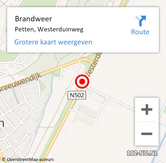 Locatie op kaart van de 112 melding: Brandweer Petten, Westerduinweg op 9 december 2019 10:19