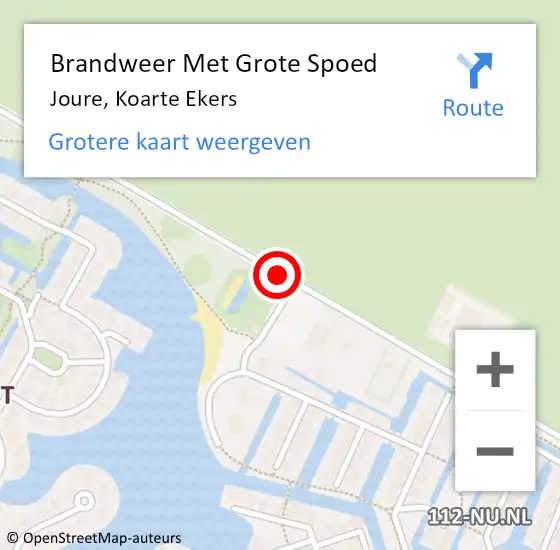 Locatie op kaart van de 112 melding: Brandweer Met Grote Spoed Naar Joure, Koarte Ekers op 9 december 2019 10:30