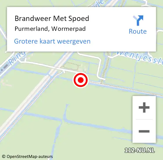 Locatie op kaart van de 112 melding: Brandweer Met Spoed Naar Purmerland, Wormerpad op 9 december 2019 10:30