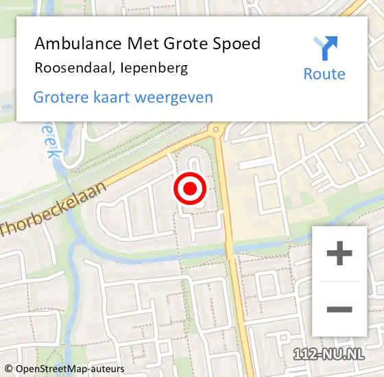 Locatie op kaart van de 112 melding: Ambulance Met Grote Spoed Naar Roosendaal, Iepenberg op 9 december 2019 10:37