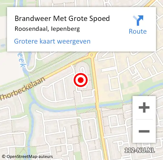 Locatie op kaart van de 112 melding: Brandweer Met Grote Spoed Naar Roosendaal, Iepenberg op 9 december 2019 10:38