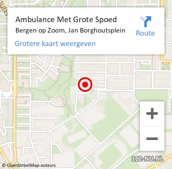 Locatie op kaart van de 112 melding: Ambulance Met Grote Spoed Naar Bergen op Zoom, Jan Borghoutsplein op 9 december 2019 10:49