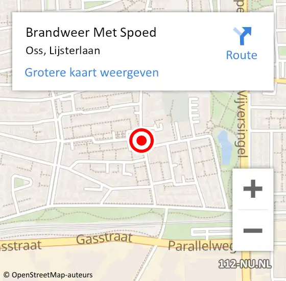 Locatie op kaart van de 112 melding: Brandweer Met Spoed Naar Oss, Lijsterlaan op 9 december 2019 10:57