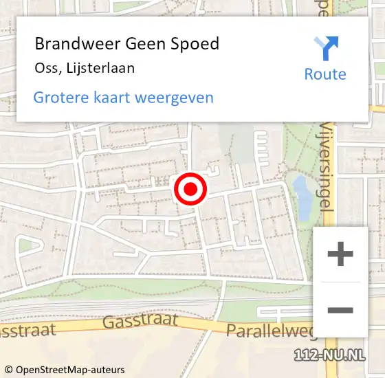 Locatie op kaart van de 112 melding: Brandweer Geen Spoed Naar Oss, Lijsterlaan op 9 december 2019 11:02