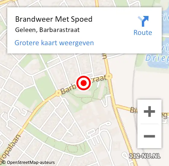 Locatie op kaart van de 112 melding: Brandweer Met Spoed Naar Geleen, Barbarastraat op 9 december 2019 11:34