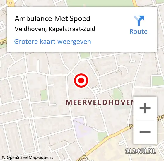 Locatie op kaart van de 112 melding: Ambulance Met Spoed Naar Veldhoven, Kapelstraat-Zuid op 9 december 2019 11:39