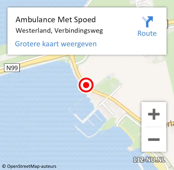 Locatie op kaart van de 112 melding: Ambulance Met Spoed Naar Westerland, Verbindingsweg op 9 december 2019 13:12