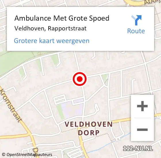 Locatie op kaart van de 112 melding: Ambulance Met Grote Spoed Naar Veldhoven, Rapportstraat op 9 december 2019 14:14