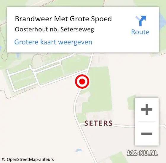 Locatie op kaart van de 112 melding: Brandweer Met Grote Spoed Naar Oosterhout nb, Seterseweg op 9 december 2019 15:09