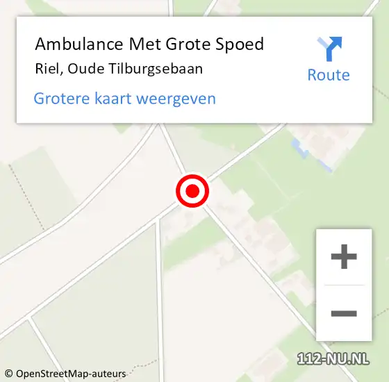 Locatie op kaart van de 112 melding: Ambulance Met Grote Spoed Naar Riel, Oude Tilburgsebaan op 9 december 2019 15:20