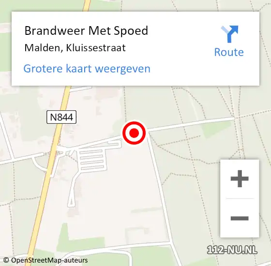 Locatie op kaart van de 112 melding: Brandweer Met Spoed Naar Malden, Kluissestraat op 9 december 2019 16:44