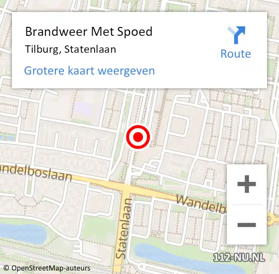 Locatie op kaart van de 112 melding: Brandweer Met Spoed Naar Tilburg, Statenlaan op 9 december 2019 16:57