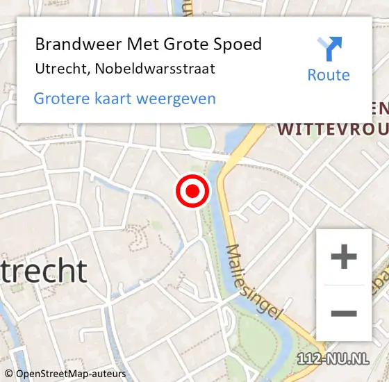 Locatie op kaart van de 112 melding: Brandweer Met Grote Spoed Naar Utrecht, Nobeldwarsstraat op 9 december 2019 18:06