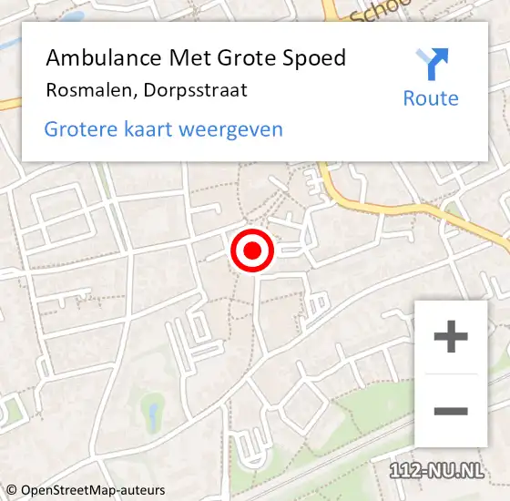 Locatie op kaart van de 112 melding: Ambulance Met Grote Spoed Naar Rosmalen, Dorpsstraat op 9 december 2019 20:30