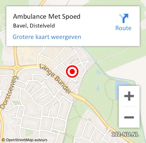 Locatie op kaart van de 112 melding: Ambulance Met Spoed Naar Bavel, Distelveld op 9 december 2019 21:42