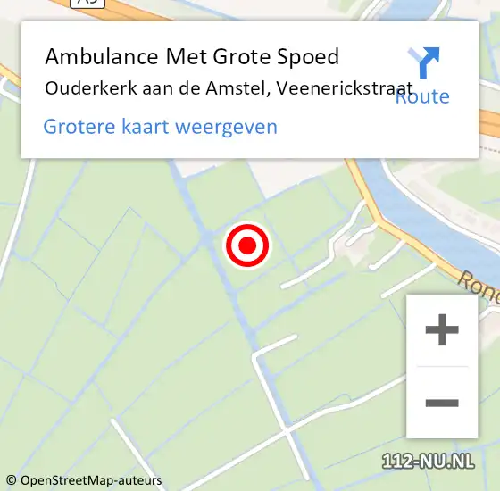 Locatie op kaart van de 112 melding: Ambulance Met Grote Spoed Naar Ouderkerk aan de Amstel, Veenerickstraat op 10 december 2019 00:47