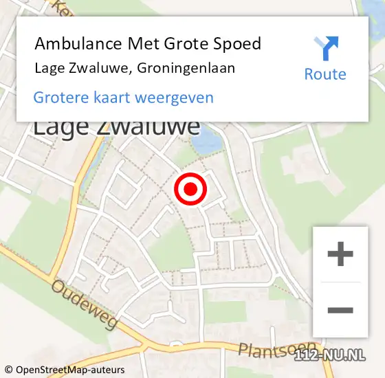 Locatie op kaart van de 112 melding: Ambulance Met Grote Spoed Naar Lage Zwaluwe, Groningenlaan op 10 december 2019 03:06
