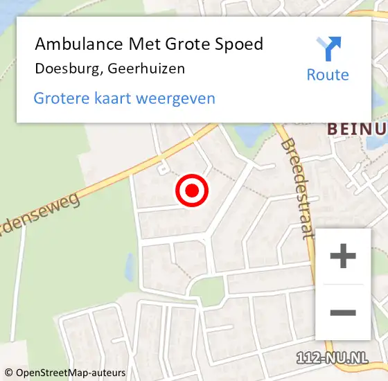 Locatie op kaart van de 112 melding: Ambulance Met Grote Spoed Naar Doesburg, Geerhuizen op 10 december 2019 04:35