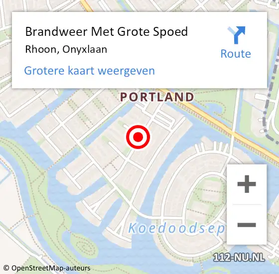 Locatie op kaart van de 112 melding: Brandweer Met Grote Spoed Naar Rhoon, Onyxlaan op 10 december 2019 06:23