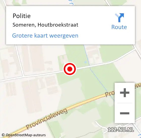 Locatie op kaart van de 112 melding: Politie Someren, Houtbroekstraat op 10 december 2019 07:41