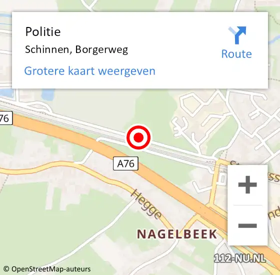 Locatie op kaart van de 112 melding: Politie Schinnen, Borgerweg op 10 december 2019 08:00