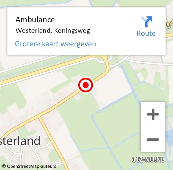 Locatie op kaart van de 112 melding: Ambulance Westerland, Koningsweg op 10 december 2019 08:17