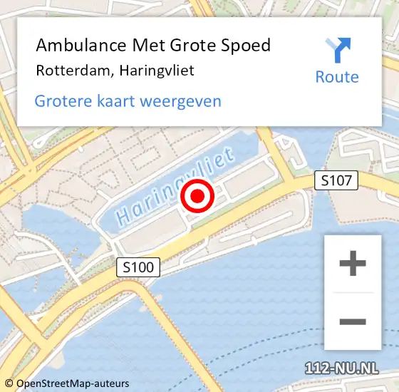 Locatie op kaart van de 112 melding: Ambulance Met Grote Spoed Naar Rotterdam, Haringvliet op 10 december 2019 09:17