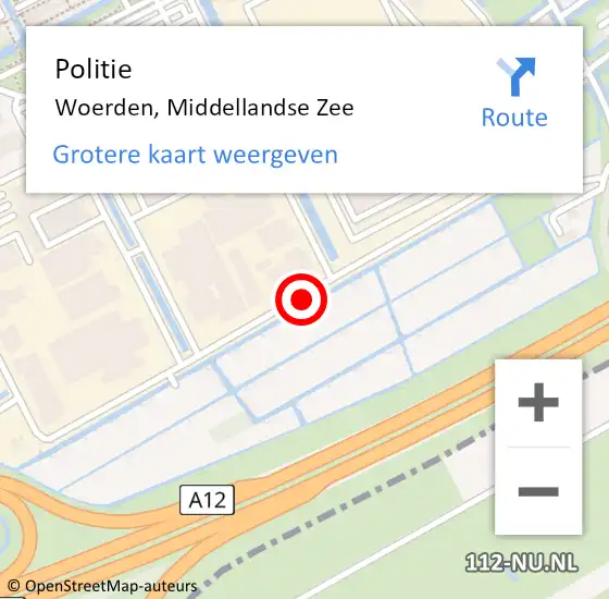 Locatie op kaart van de 112 melding: Politie Woerden, Middellandse Zee op 10 december 2019 09:40