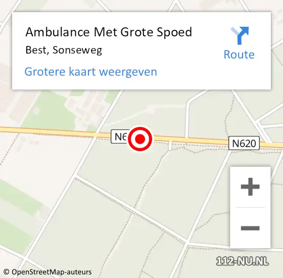 Locatie op kaart van de 112 melding: Ambulance Met Grote Spoed Naar Best, Sonseweg op 10 december 2019 09:42