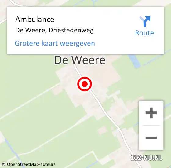 Locatie op kaart van de 112 melding: Ambulance De Weere, Driestedenweg op 10 december 2019 10:01