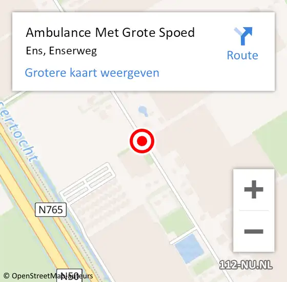 Locatie op kaart van de 112 melding: Ambulance Met Grote Spoed Naar Ens, Enserweg op 10 december 2019 10:39