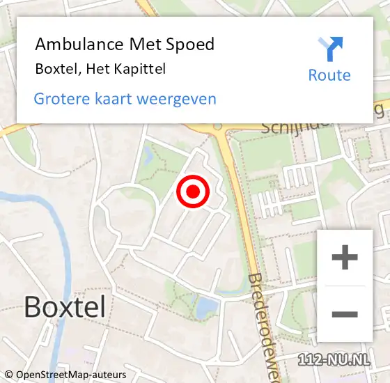 Locatie op kaart van de 112 melding: Ambulance Met Spoed Naar Boxtel, Het Kapittel op 10 december 2019 10:45