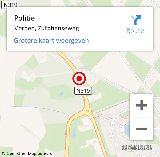 Locatie op kaart van de 112 melding: Politie Vorden, Zutphenseweg op 10 december 2019 11:22