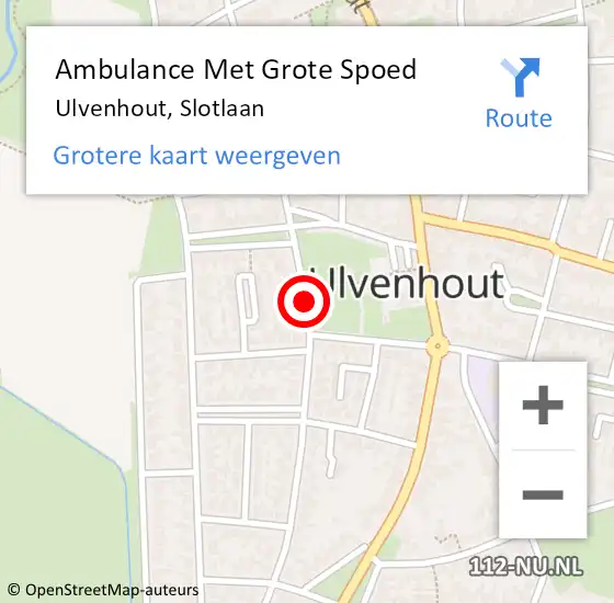 Locatie op kaart van de 112 melding: Ambulance Met Grote Spoed Naar Ulvenhout, Slotlaan op 10 december 2019 11:24