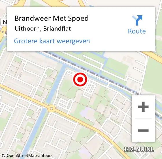 Locatie op kaart van de 112 melding: Brandweer Met Spoed Naar Uithoorn, Briandflat op 10 december 2019 11:31