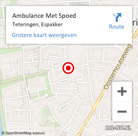 Locatie op kaart van de 112 melding: Ambulance Met Spoed Naar Teteringen, Espakker op 10 december 2019 11:37