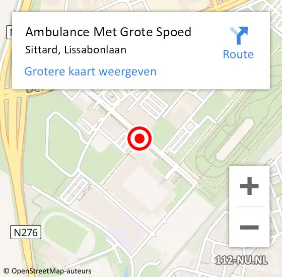 Locatie op kaart van de 112 melding: Ambulance Met Grote Spoed Naar Sittard, Lissabonlaan op 10 december 2019 11:44