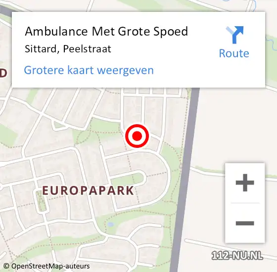 Locatie op kaart van de 112 melding: Ambulance Met Grote Spoed Naar Sittard, Peelstraat op 22 april 2014 13:11