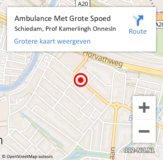 Locatie op kaart van de 112 melding: Ambulance Met Grote Spoed Naar Schiedam, Prof Kamerlingh Onnesln op 10 december 2019 12:01