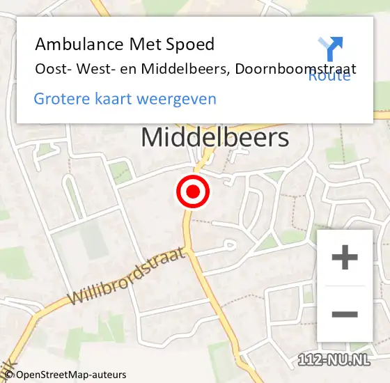 Locatie op kaart van de 112 melding: Ambulance Met Spoed Naar Oost- West- en Middelbeers, Doornboomstraat op 10 december 2019 12:28