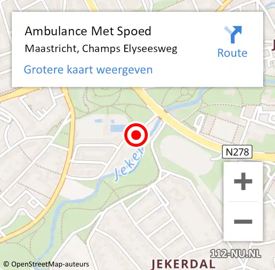 Locatie op kaart van de 112 melding: Ambulance Met Spoed Naar Maastricht, Champs Elyseesweg op 22 april 2014 13:14