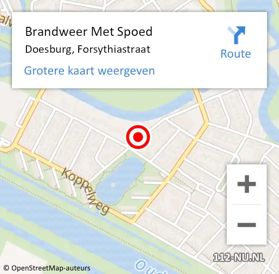 Locatie op kaart van de 112 melding: Brandweer Met Spoed Naar Doesburg, Forsythiastraat op 10 december 2019 12:46