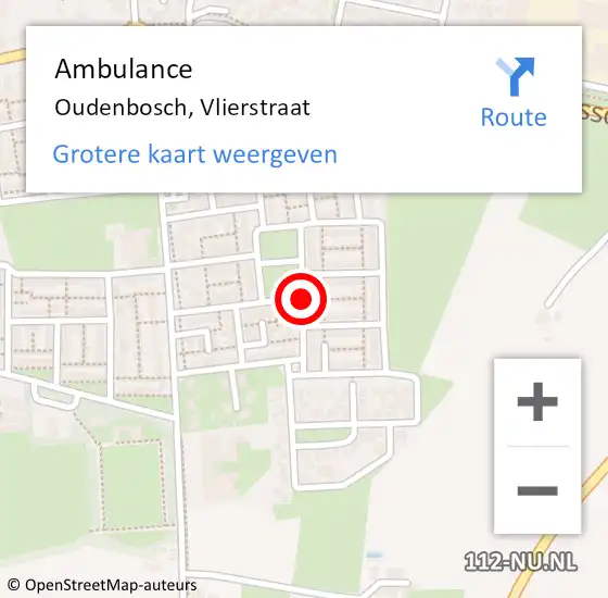 Locatie op kaart van de 112 melding: Ambulance Oudenbosch, Vlierstraat op 10 december 2019 12:46